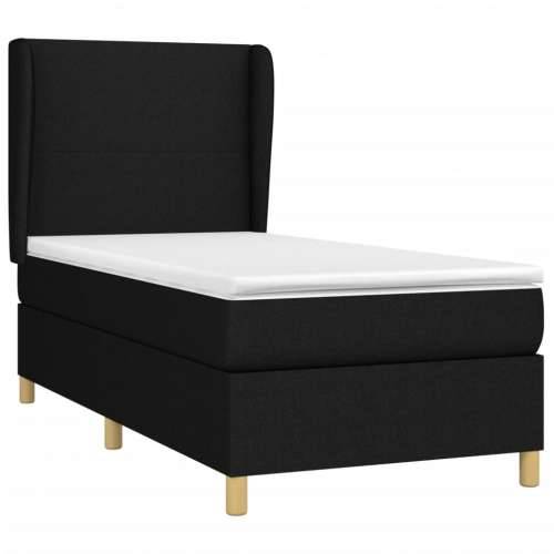 Krevet s oprugama i madracem crni 90x200 cm od tkanine - Crna 90 x 200 cm Gladak dizajn Cijena