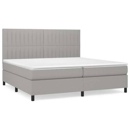 Krevet s oprugama i madracem svjetlosivi 200 x 200cm od tkanine - Svjetlosiva 200 x 200 cm Okomite pruge Cijena