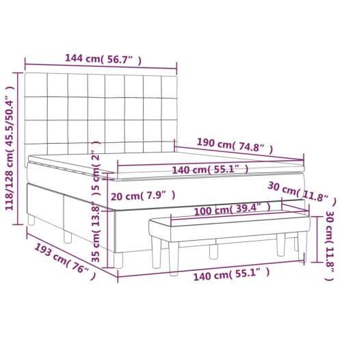 Krevet s oprugama i madracem crni 140 x 190 cm baršunasti - Crna 140 x 190 cm Blok s kvadratima Cijena