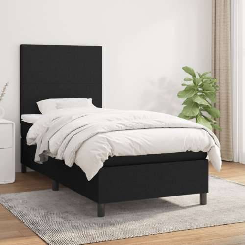 Krevet s oprugama i madracem crni 90x200 cm od tkanine - Crna 90 x 200 cm Gladak dizajn Cijena