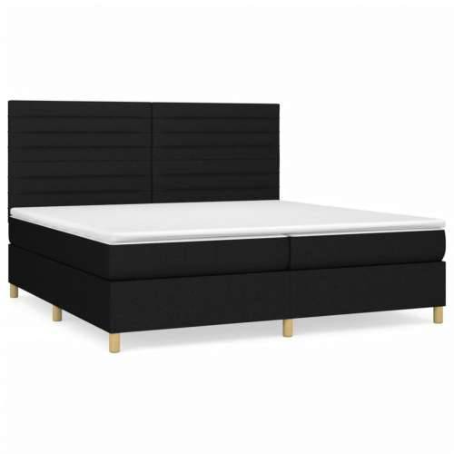 Krevet s oprugama i madracem crni 200x200 cm od tkanine - Crna 200 x 200 cm vodoravne pruge Cijena