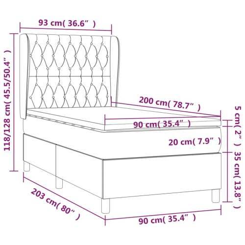 Krevet s oprugama i madracem crni 90x200 cm od tkanine - Crna 90 x 200 cm Dizajn s gumbima Cijena