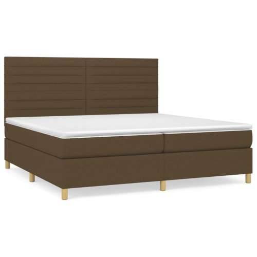 Krevet s oprugama i madracem tamnosmeđi 200x200 cm od tkanine - Tamno smeđa 200 x 200 cm vodoravne pruge Cijena