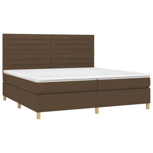 Krevet s oprugama i madracem tamnosmeđi 200x200 cm od tkanine - Tamno smeđa 200 x 200 cm vodoravne pruge Cijena
