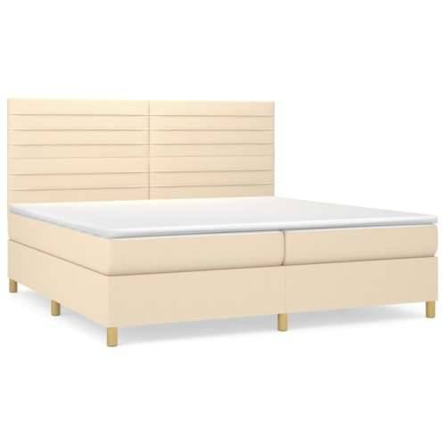 Krevet s oprugama i madracem krem 200 x 200 cm od tkanine - Krema 200 x 200 cm vodoravne pruge Cijena