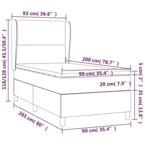 Krevet s oprugama i madracem crni 90x200 cm od tkanine - Crna 90 x 200 cm Gladak dizajn Cijena