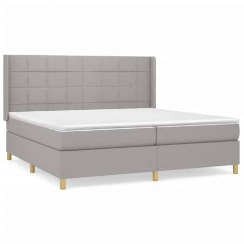 Krevet s oprugama i madracem svjetlosivi 200 x 200cm od tkanine - Svjetlosiva 200 x 200 cm Blok s kvadratima Cijena