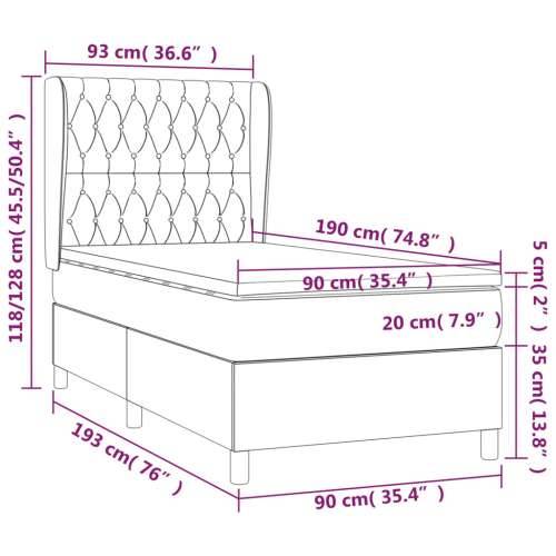 Box spring krevet s madracem tamnoplavi 90x190 cm baršunasti Tamno plava 90 x 190 cm Dizajn s gumbima Cijena