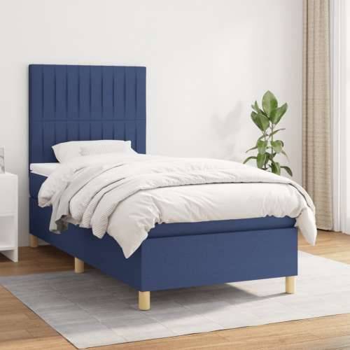 Krevet s oprugama i madracem plavi 80x200 cm od tkanine - Plava 80 x 200 cm Okomite pruge Cijena