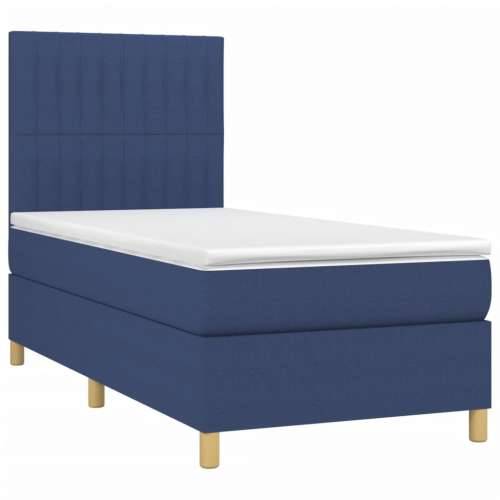 Krevet s oprugama i madracem plavi 80x200 cm od tkanine - Plava 80 x 200 cm Okomite pruge Cijena