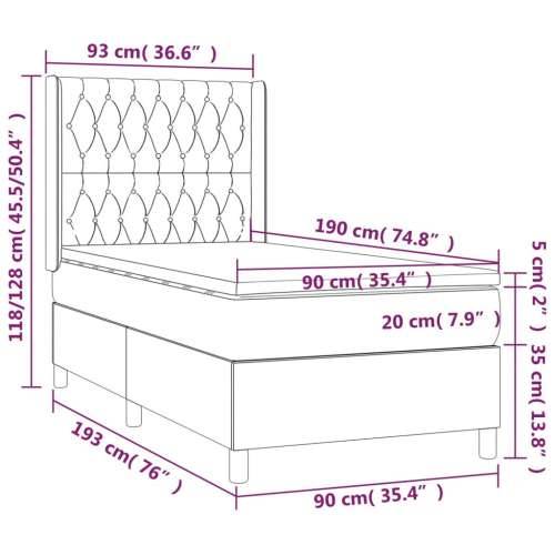 Box spring krevet s madracem tamnoplavi 90x190 cm baršunasti Tamno plava 90 x 190 cm Dizajn s gumbima Cijena