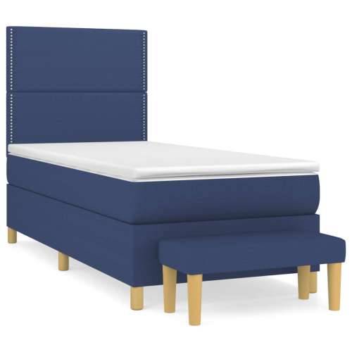 Krevet s oprugama i madracem plavi 90 x 190 cm od tkanine - Plava 90 x 190 cm Obično s čavlima Cijena