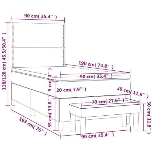 Krevet s oprugama i madracem plavi 90 x 190 cm od tkanine - Plava 90 x 190 cm Obično s čavlima Cijena