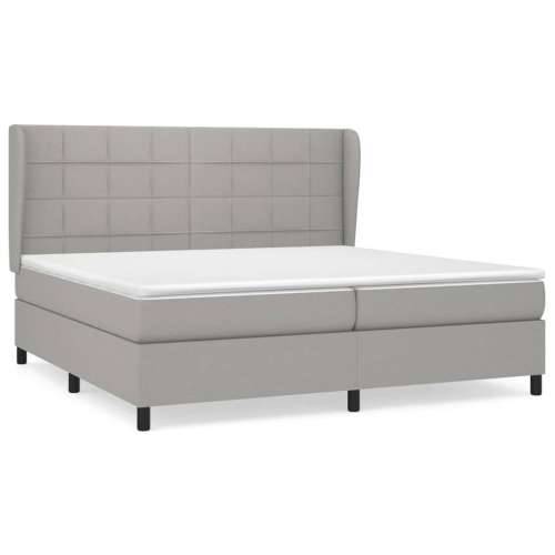 Krevet s oprugama i madracem svjetlosivi 200 x 200cm od tkanine - Svjetlosiva 200 x 200 cm Blok s kvadratima Cijena
