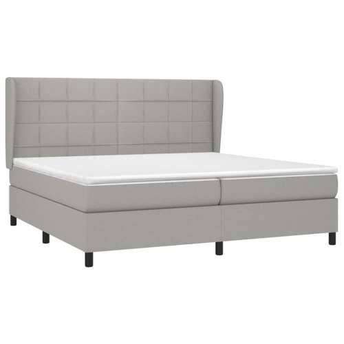 Krevet s oprugama i madracem svjetlosivi 200 x 200cm od tkanine - Svjetlosiva 200 x 200 cm Blok s kvadratima Cijena