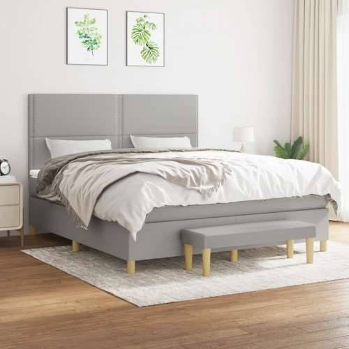 Krevet box spring s madracem svjetlosiva 160x200 cm tkanina - Svjetlosiva 160 x 200 cm Obično s čavlima Cijena