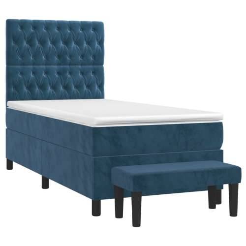 Box spring krevet s madracem tamnoplavi 90x190 cm baršunasti Tamno plava 90 x 190 cm Dizajn s gumbima Cijena