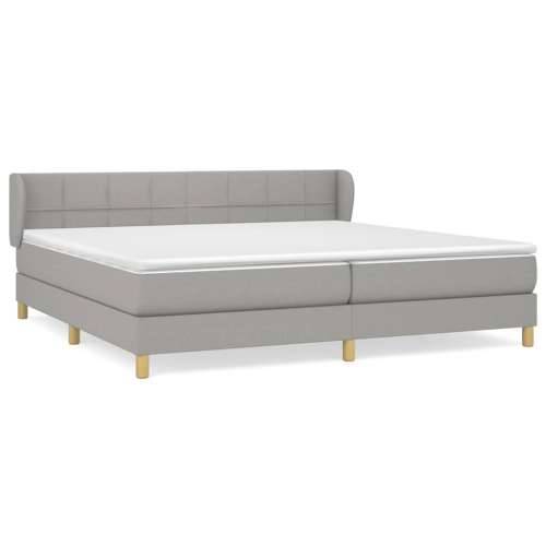 Krevet s oprugama i madracem svjetlosivi 200 x 200cm od tkanine - Svjetlosiva 200 x 200 cm Blok s kvadratima Cijena