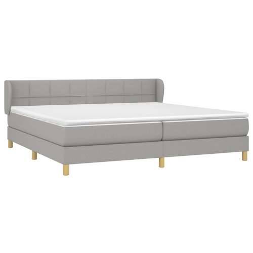 Krevet s oprugama i madracem svjetlosivi 200 x 200cm od tkanine - Svjetlosiva 200 x 200 cm Blok s kvadratima Cijena