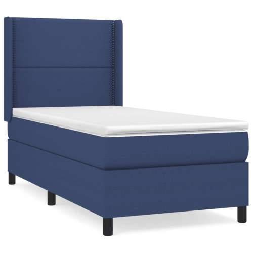 Krevet s oprugama i madracem plavi 90 x 190 cm od tkanine - Plava 90 x 190 cm Obično s čavlima Cijena