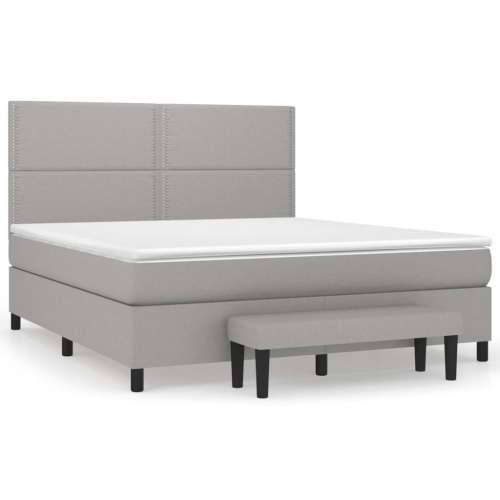 Krevet box spring s madracem svjetlosiva 160x200 cm tkanina - Svjetlosiva 160 x 200 cm Obično s čavlima Cijena