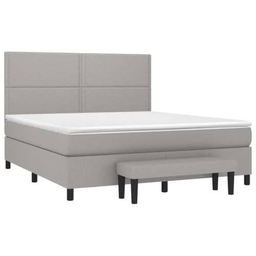 Krevet box spring s madracem svjetlosiva 160x200 cm tkanina - Svjetlosiva 160 x 200 cm Obično s čavlima Cijena