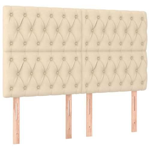 Krevet s oprugama i madracem krem 140 x 190 cm od tkanine - Krema 140 x 190 cm Dizajn s gumbima Cijena