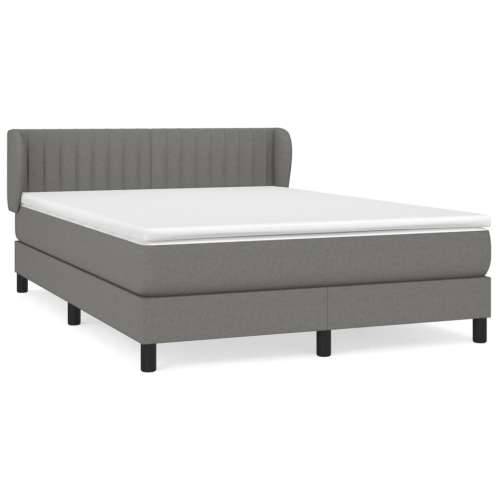 Krevet s oprugama i madracem tamnosivi 140x190 cm od tkanine - Tamno siva 140 x 190 cm Okomite pruge Cijena