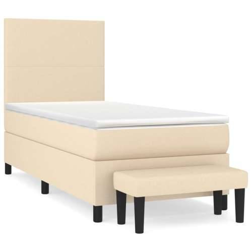 Krevet s oprugama i madracem krem 100 x 200 cm od tkanine - Krema 100 x 200 cm Gladak dizajn Cijena