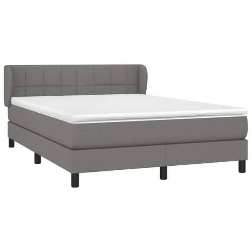 Krevet s oprugama i madracem tamnosivi 140x190 cm od tkanine - Tamno siva 140 x 190 cm Blok s kvadratima Cijena