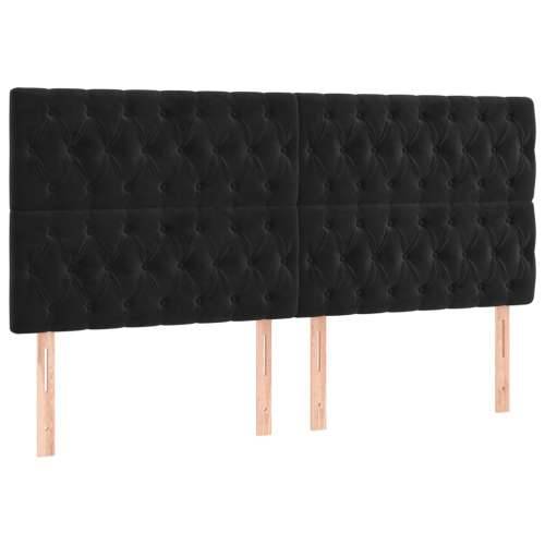 Krevet s oprugama i madracem crni 200x200 cm baršunasti - Crna 200 x 200 cm Dizajn s gumbima Cijena