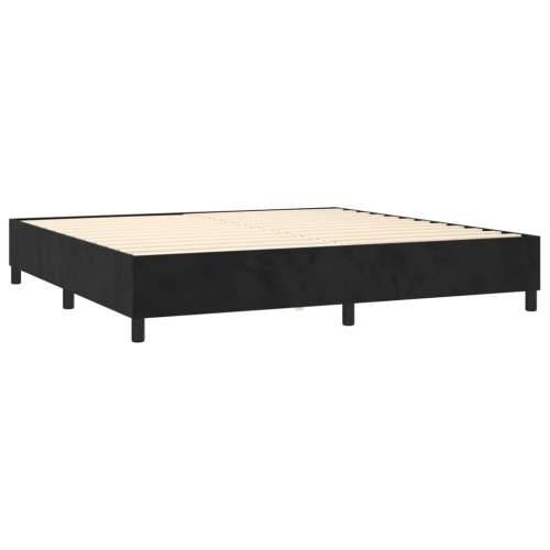 Krevet s oprugama i madracem crni 200x200 cm baršunasti - Crna 200 x 200 cm Dizajn s gumbima Cijena