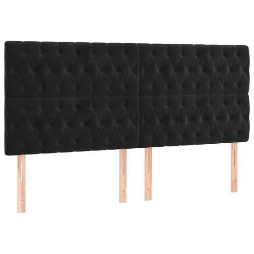 Krevet s oprugama i madracem crni 200x200 cm baršunasti - Crna 200 x 200 cm Dizajn s gumbima Cijena