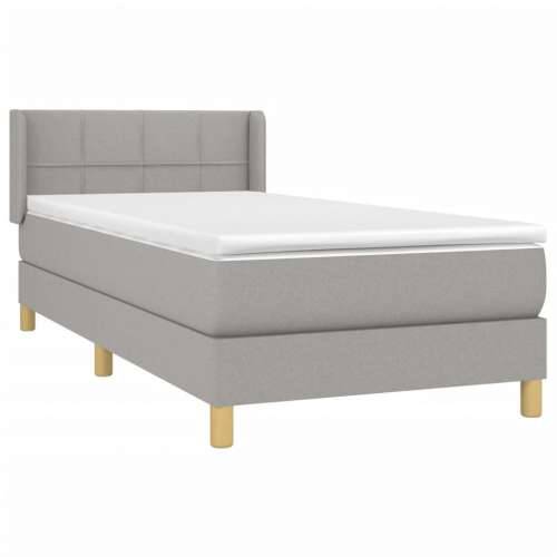 Krevet s oprugama i madracem svjetlosivi 100x200 cm od tkanine - Svjetlosiva 100 x 200 cm Blok s kvadratima Cijena