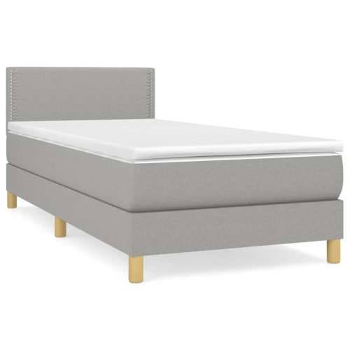 Krevet s oprugama i madracem svjetlosivi 100x200 cm od tkanine - Svjetlosiva 100 x 200 cm Obično s čavlima Cijena
