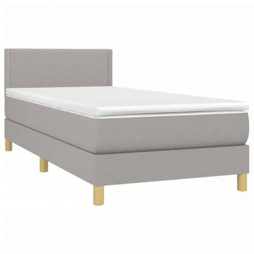 Krevet s oprugama i madracem svjetlosivi 100x200 cm od tkanine - Svjetlosiva 100 x 200 cm Obično s čavlima Cijena