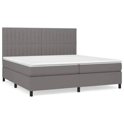 Krevet s oprugama i madracem tamnosivi 200 x 200 cm od tkanine - Tamno siva 200 x 200 cm Okomite pruge Cijena