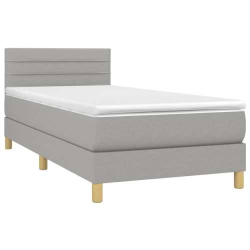 Krevet s oprugama i madracem svjetlosivi 100x200 cm od tkanine - Svjetlosiva 100 x 200 cm vodoravne pruge Cijena