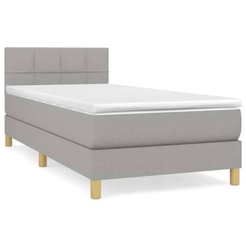 Krevet s oprugama i madracem svjetlosivi 100x200 cm od tkanine - Svjetlosiva 100 x 200 cm Blok s kvadratima Cijena