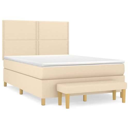 Krevet s oprugama i madracem krem 140 x 190 cm od tkanine - Krema 140 x 190 cm Obično s čavlima Cijena