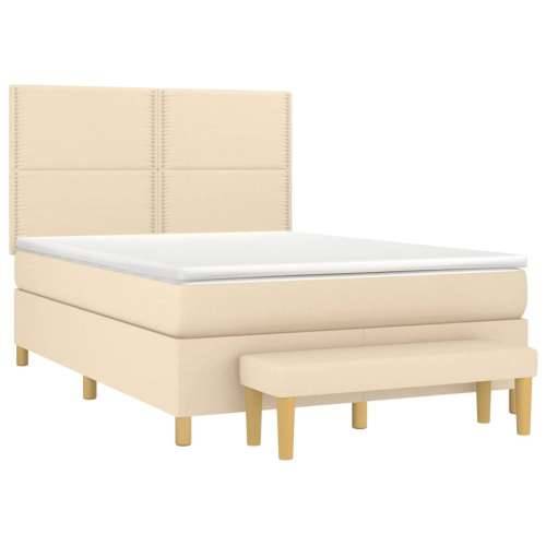 Krevet s oprugama i madracem krem 140 x 190 cm od tkanine - Krema 140 x 190 cm Obično s čavlima Cijena