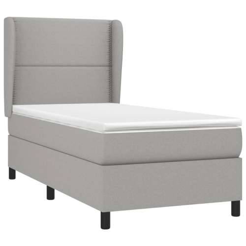 Box spring krevet s madracem svjetlosivi 90x190 cm od tkanine Svjetlosiva 90 x 190 cm Obično s čavlima Cijena