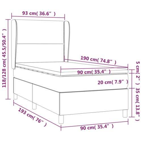 Box spring krevet s madracem svjetlosivi 90x190 cm od tkanine Svjetlosiva 90 x 190 cm Obično s čavlima Cijena