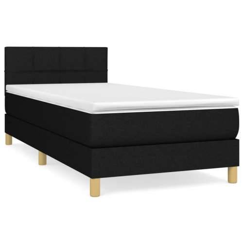 Krevet s oprugama i madracem crni 90x200 cm od tkanine - Crna 90 x 200 cm Blok s kvadratima Cijena