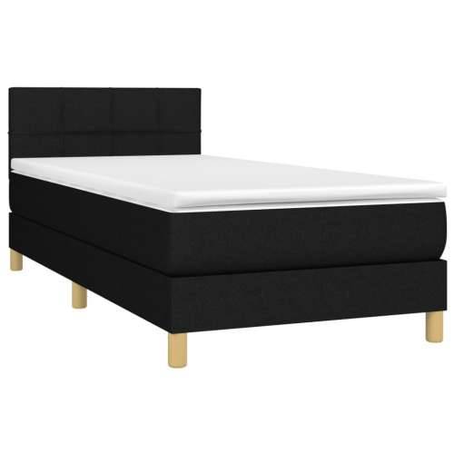 Krevet s oprugama i madracem crni 90x200 cm od tkanine - Crna 90 x 200 cm Blok s kvadratima Cijena