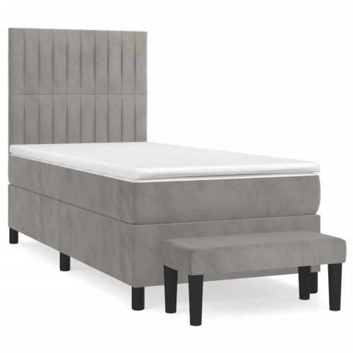 Box spring krevet s madracem svjetlosivi 80 x 200 cm baršunasti - Svjetlosiva 80 x 200 cm Okomite pruge Cijena