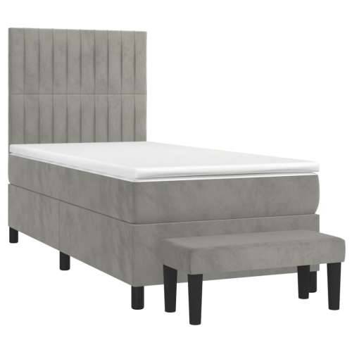 Box spring krevet s madracem svjetlosivi 80 x 200 cm baršunasti - Svjetlosiva 80 x 200 cm Okomite pruge Cijena