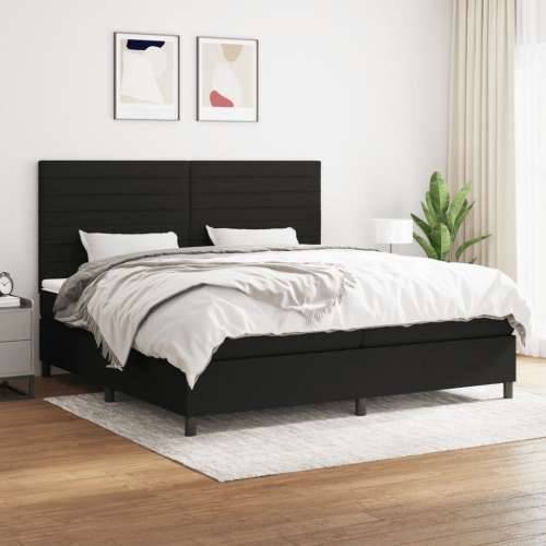 Krevet s oprugama i madracem crni 200x200 cm od tkanine - Crna 200 x 200 cm vodoravne pruge Cijena