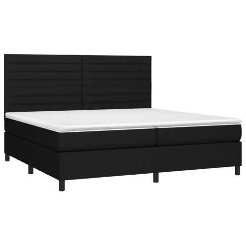 Krevet s oprugama i madracem crni 200x200 cm od tkanine - Crna 200 x 200 cm vodoravne pruge Cijena