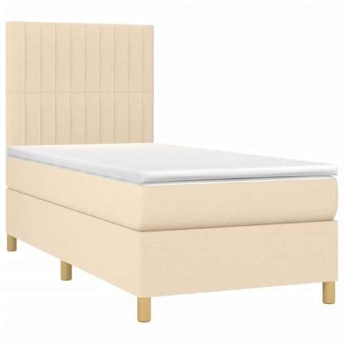 Krevet s oprugama i madracem krem 90 x 200 cm od tkanine - Krema 90 x 200 cm Okomite pruge Cijena